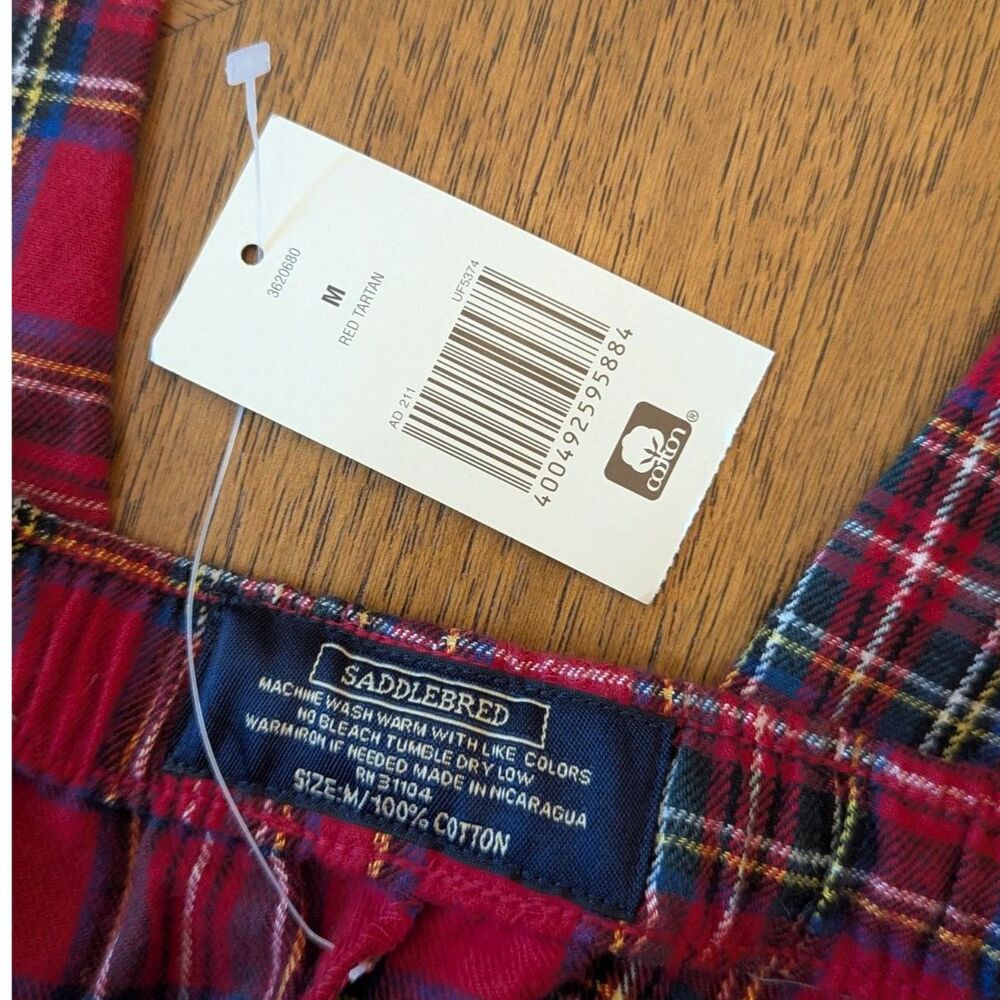 NWT Saddlebred Red Tartan Plaid Cotton Flannel Pajama Pants Men's Medium - Picture 2 of 7